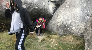 Students exploring castle rock, South Island New Zealand.