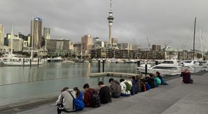 Urban Development secondary school student trip. Viaduct, Auckland, New Zealand