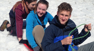 Geography students. Sledging at Whakapapa.