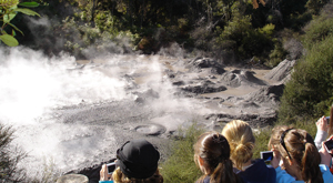 Geothermal chemistry school trip. Rotorua mud pools, New Zealand