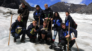 Heli Hiking, Franz Josef. School group travelling the South Island, New Zealand.