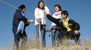 Sand dune rehabilitation project with Learning Journeys during school group tour.