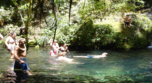 Swimming opportunity after rivers data collection on school field trip.